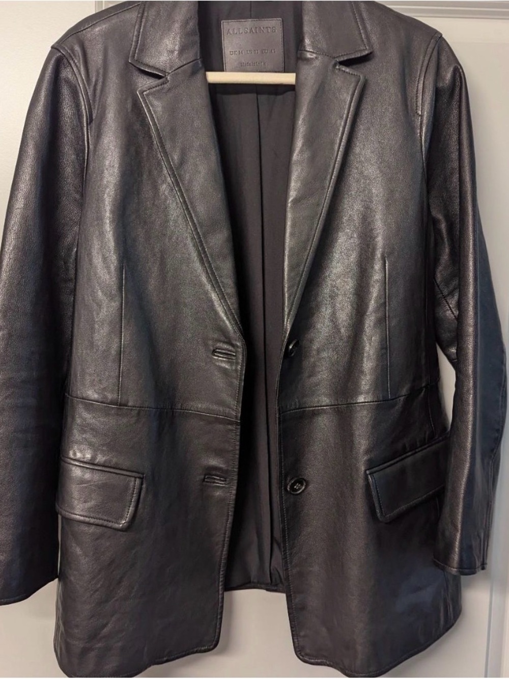 All Saints Black Leather Corinna Blazer